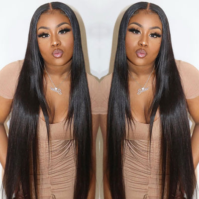 13x6 Lace Front Wig Bone Straight with Baby Hair Transparent Lace Long Wigs Human Hair