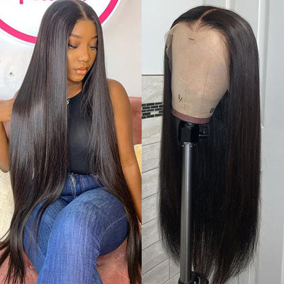 13x6 HD Lace Frontal Wig Pre Plucked Virgin Human Hair Bone Straight