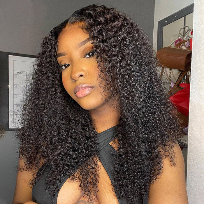 Kinky Curly Lace Frontal Wig 180% Density Best Beauty Virgin Human Hair Flash Sale