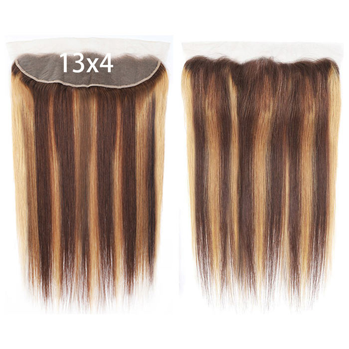 Bone Straight Ombre Highlight 13x4 Lace Frontal Pre Plucked Virgin Human Hair