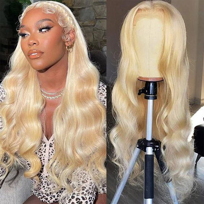 Body Wave 13x4 HD Lace Front Wig Honey Blonde Color 613 Virgin Human Hair 10-32 Inches