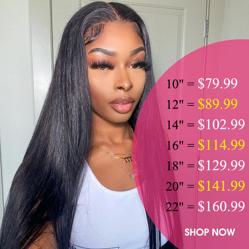 Bone Straight 13x4 Transparent Lace Frontal Wig Virgin Human Hair Flash Deal