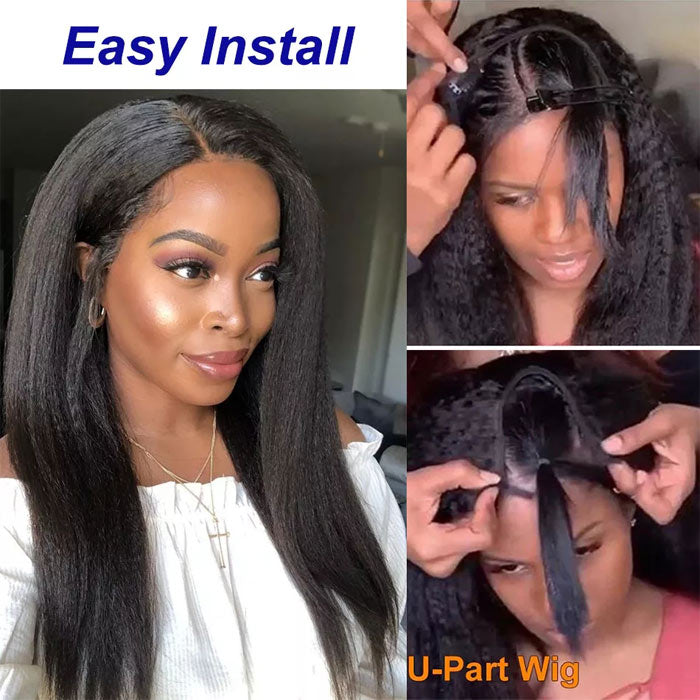 Kinky Straight U Part Wigs Virgin Human Hair For Women Flash Deal