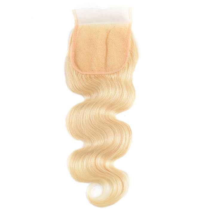 Body Wave Transparent Lace Closure Pre Plucked Honey Blonde Color 613 Free/Middle/Three Part