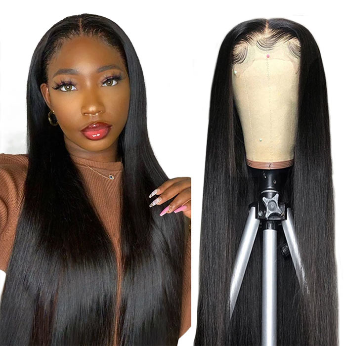 Bone Straight 4x4 HD Lace Closure Wig Virgin Human Hair Pre Plucked 10" to 32 Inches