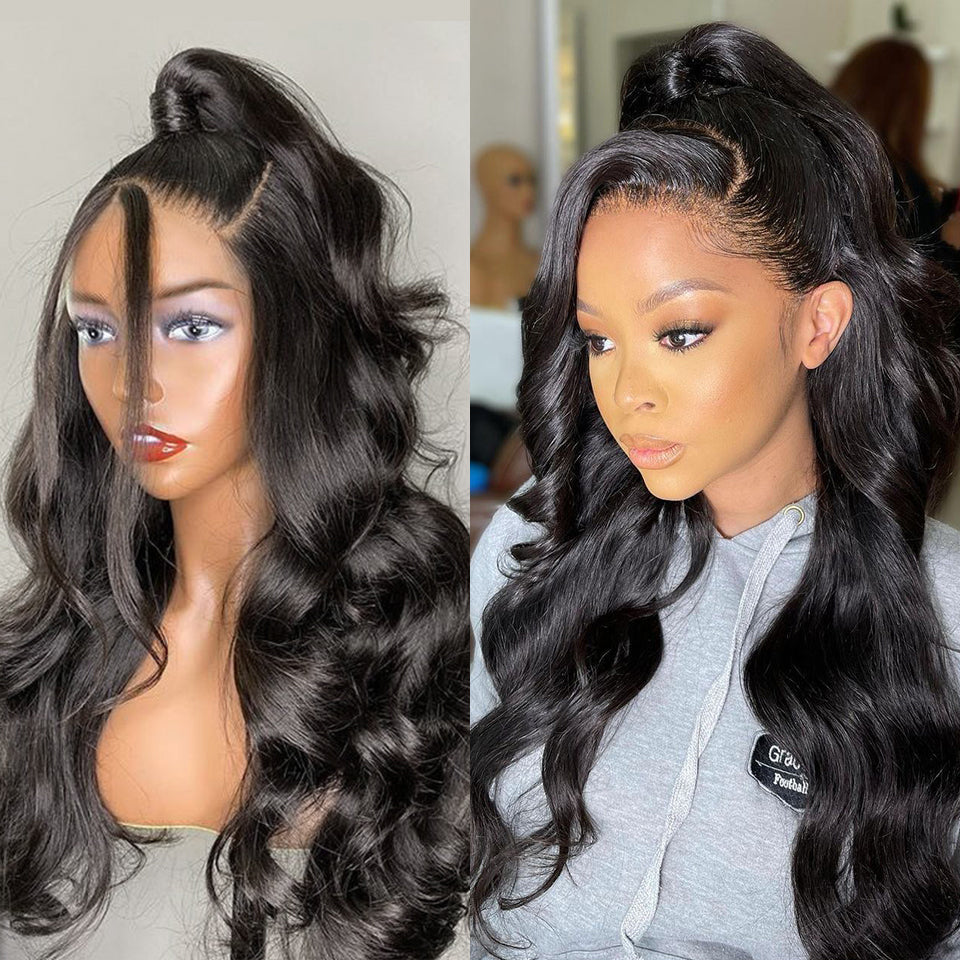 30 32 Inch Body Wave Lace Front Wig Pre Plucked 13x4 Lace Frontal Wigs Virgin Human Hair