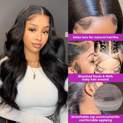 30 32 Inch Body Wave Lace Front Wig Pre Plucked 13x4 Lace Frontal Wigs Virgin Human Hair