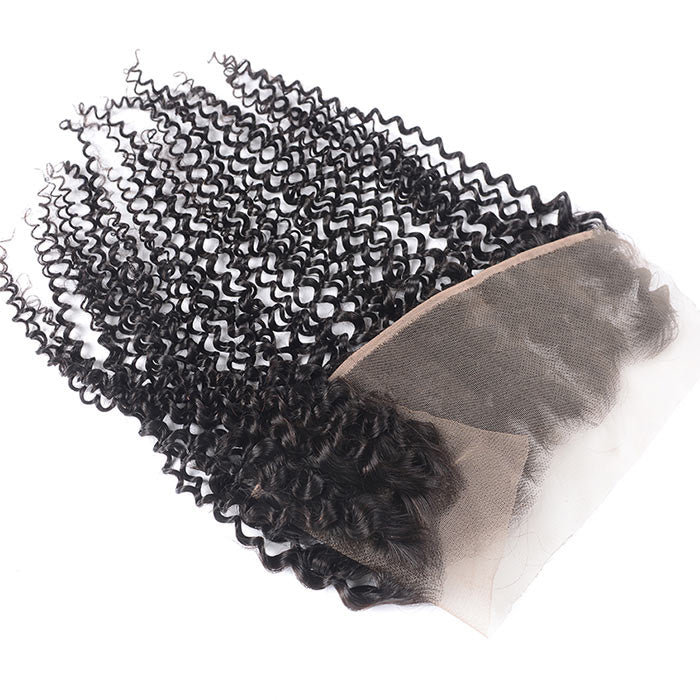 13x4 Ear By Ear Transparent Lace Frontal Pre Plucked Curly Virgin Human Hair