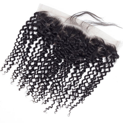 13x4 Ear By Ear Transparent Lace Frontal Pre Plucked Curly Virgin Human Hair