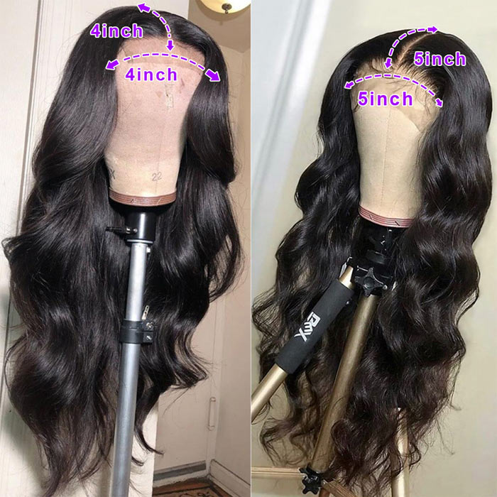 HD Lace Closure Wig Virgin Human Hair Pre Plucked 4x4 or 5x5 Transparent Lace Wigs