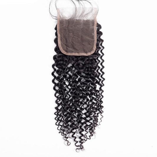 Curly Transparent Lace Closure Human Hair Free Middle Three Part Can Be Chosen