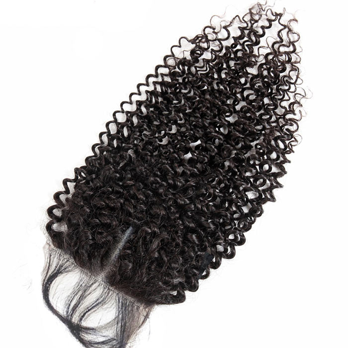 Curly Transparent Lace Closure Human Hair Free Middle Three Part Can Be Chosen