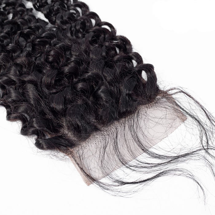 Curly Transparent Lace Closure Human Hair Free Middle Three Part Can Be Chosen