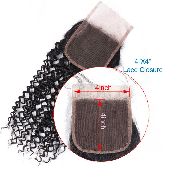 Curly Transparent Lace Closure Human Hair Free Middle Three Part Can Be Chosen