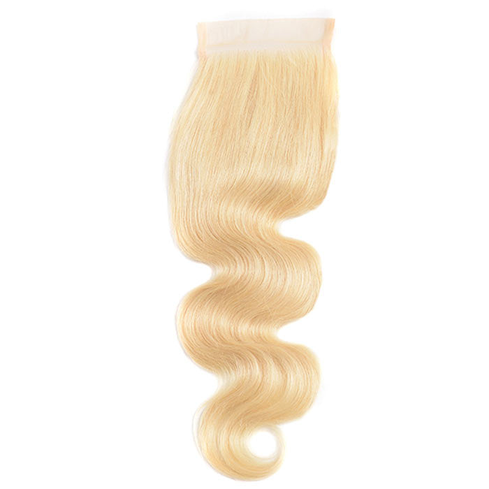 Body Wave Transparent Lace Closure Pre Plucked Honey Blonde Color 613 Free/Middle/Three Part