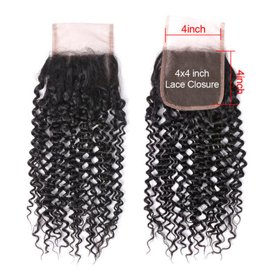 Curly Transparent Lace Closure Human Hair Free Middle Three Part Can Be Chosen