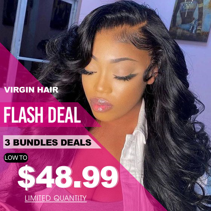 3 Bundles Virgin Human Hair Weave Low to $48.99 Flash Deals