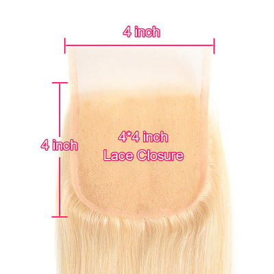 Body Wave Transparent Lace Closure Pre Plucked Honey Blonde Color 613 Free/Middle/Three Part