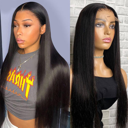 Bone Straight 4x4 HD Lace Closure Wig Virgin Human Hair Pre Plucked 10" to 32 Inches