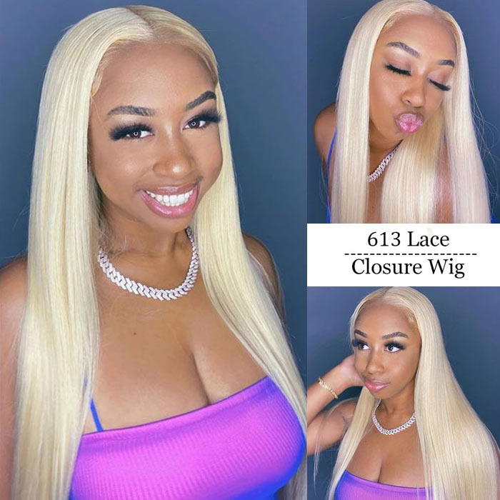 4x4 HD Lace Closure Wig Silky Straight Honey Blonde Color 5x5 Lace Closure Wig Pre Plucked