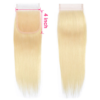 613 Honey Blonde Transparent Lace Closure Straight Free/Middle/Three Part You Can Choose