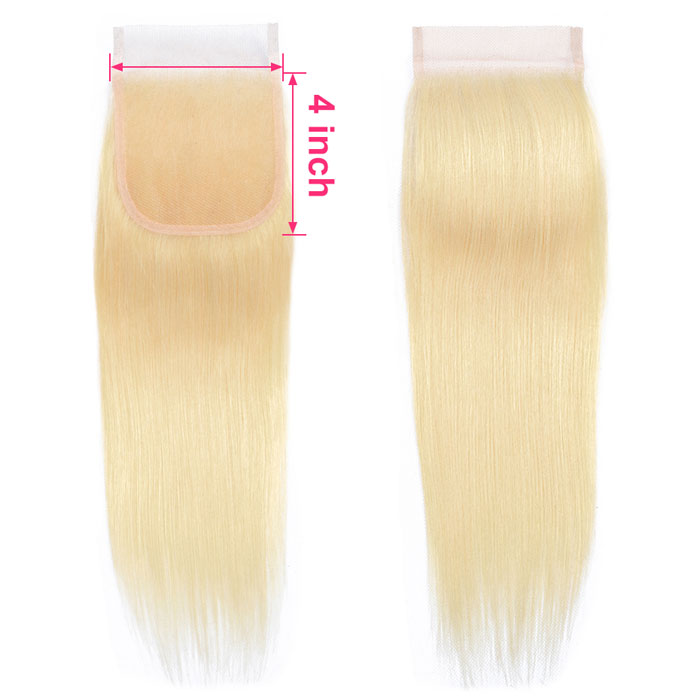 613 Honey Blonde Transparent Lace Closure Straight Free/Middle/Three Part You Can Choose