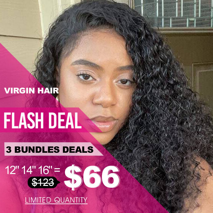 3 Bundles Virgin Human Hair Weave Low to $66 Flash Deals