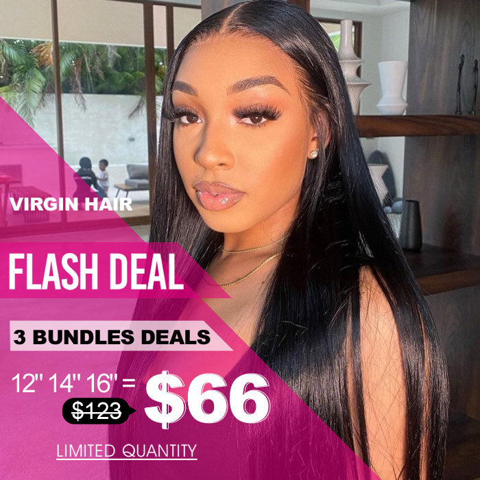 3 Bundles Virgin Human Hair Weave Low to $66 Flash Deals