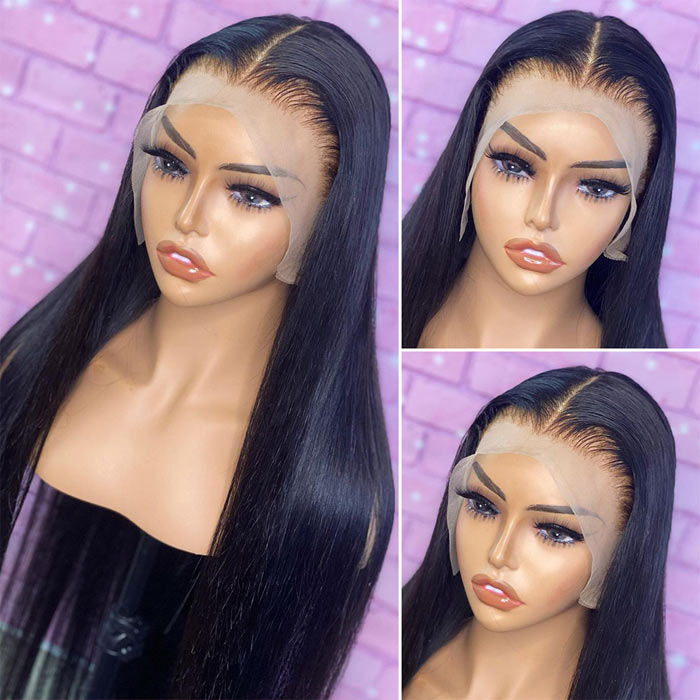 13x6 HD Lace Frontal Wig Pre Plucked Virgin Human Hair Bone Straight