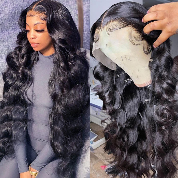 Body Wave 13x6 HD Transparent Lace Front Wig Virgin Human Hair for Women