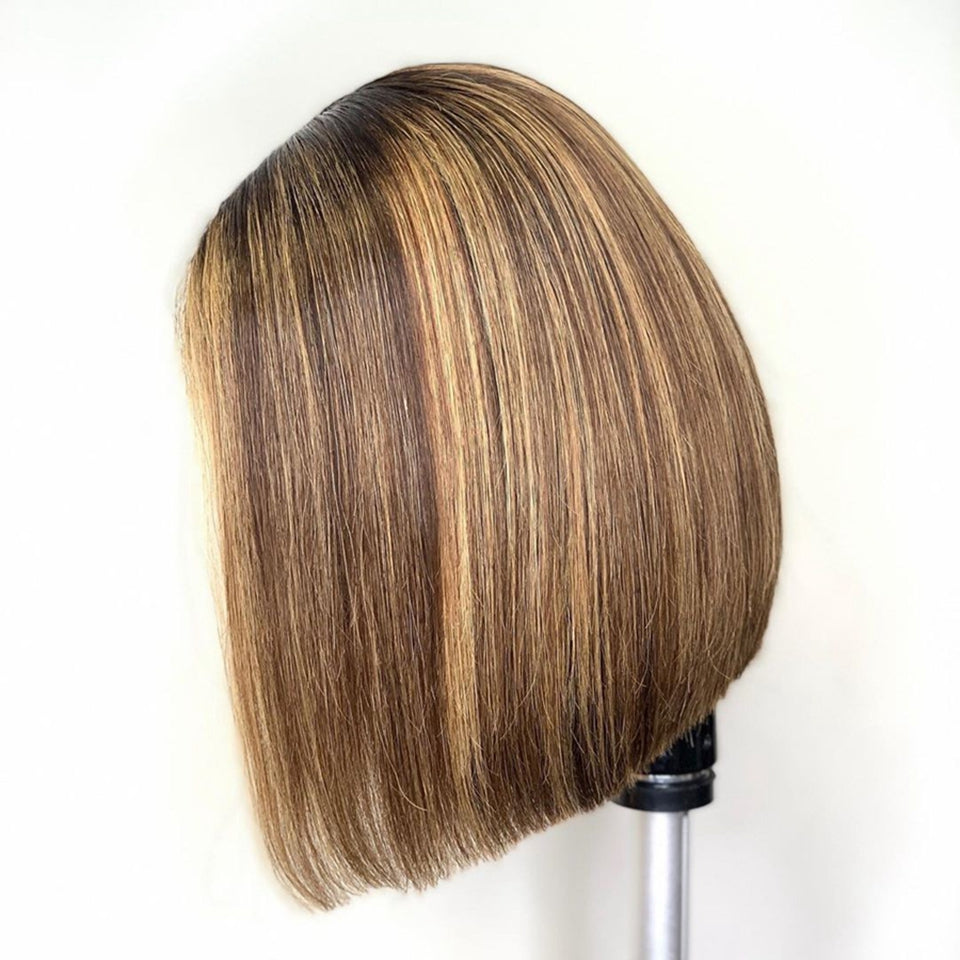 Ombre Highlight Lace Frontal Bob Wig Pre Plucked Best Beauty Human Hair