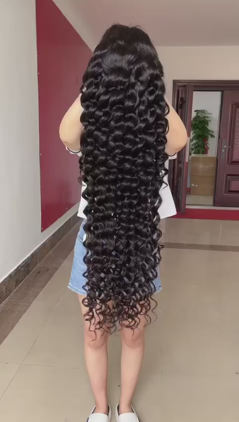 Best Beauty Hair 40 Inches Long Lace Frontal Wig Human Hair Big Deep Curl