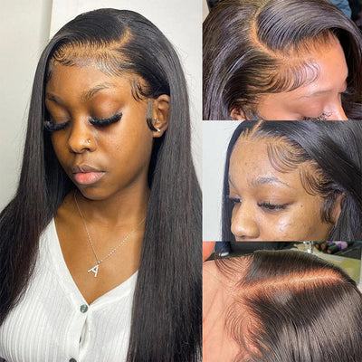 13x6 HD Lace Frontal Wig Pre Plucked Virgin Human Hair Bone Straight