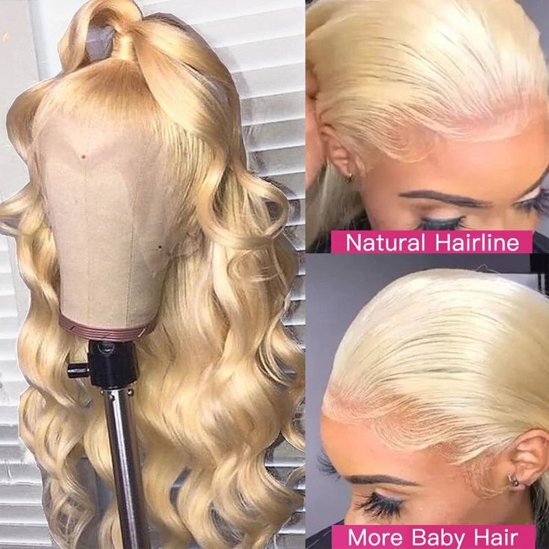 Body Wave 13x4 HD Lace Front Wig Honey Blonde Color 613 Virgin Human Hair 10-32 Inches