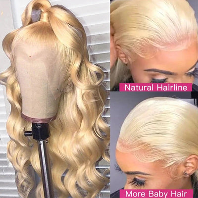 Body Wave 13x4 HD Lace Front Wig Honey Blonde Color 613 Virgin Human Hair 10-32 Inches