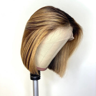 Ombre Highlight Lace Frontal Bob Wig Pre Plucked Best Beauty Human Hair