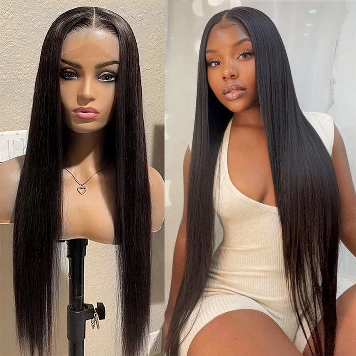 13x6 HD Lace Frontal Wig Pre Plucked Virgin Human Hair Bone Straight