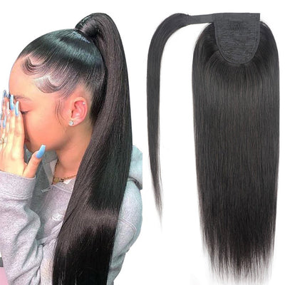 Afro Kinky Curl High Ponytail with Weave Wrap Around Clip in Hair Extensions 6 Ponytail Styles