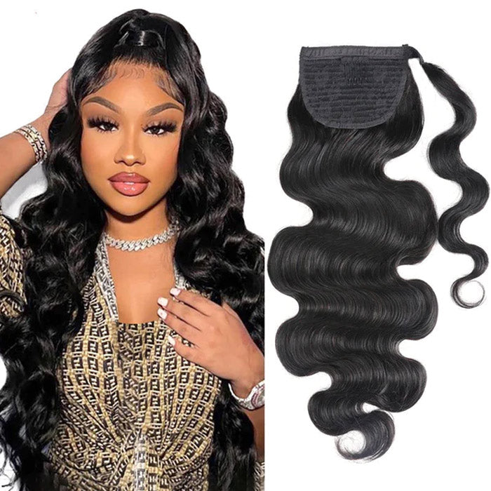 Afro Kinky Curl High Ponytail with Weave Wrap Around Clip in Hair Extensions 6 Ponytail Styles