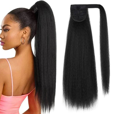 Afro Kinky Curl High Ponytail with Weave Wrap Around Clip in Hair Extensions 6 Ponytail Styles