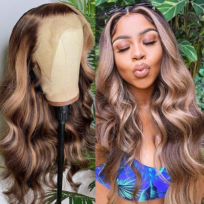 Best Beauty Hair 13x4 Lace Frontal Wig Body Wave Ombre Highlight Human Hair Lace Front Wigs Pre-Plucked