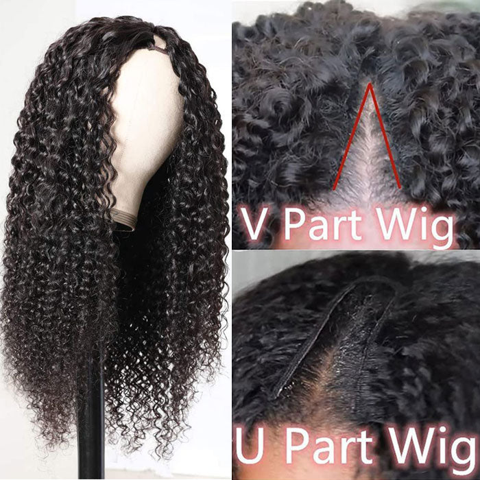 Best Beauty Hair 180 Density V / U Part Wig Jerry Curly Virgin Human Hair