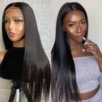 Best Beauty 4x4 Lace Closure Wig Pre Plucked Bone Straight 150% or 180% Density Virgin Human Hair