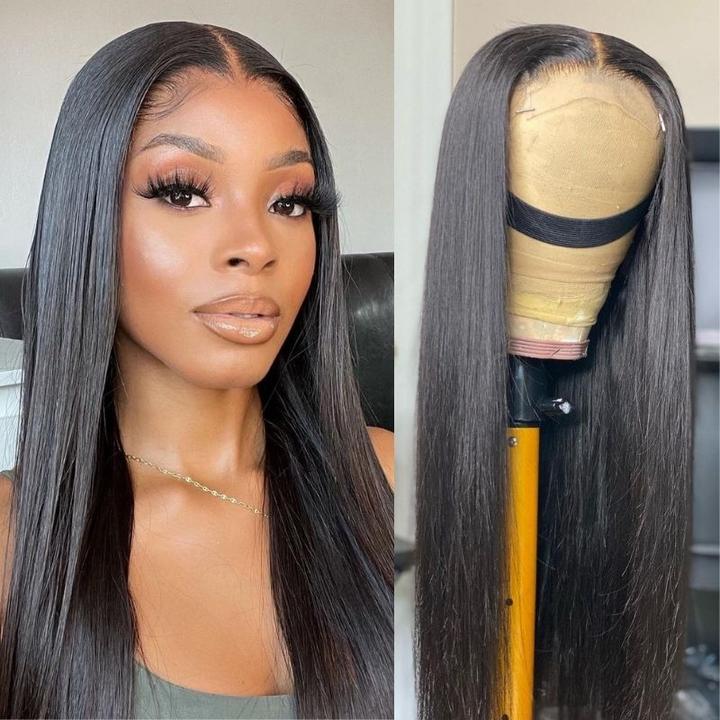 Best Beauty 4x4 Lace Closure Wig Pre Plucked Bone Straight 150% or 180% Density Virgin Human Hair