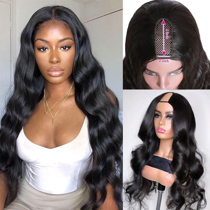 Best Beauty Hair Body Wave V / U Part Wig Virgin Human Hair 180% Density