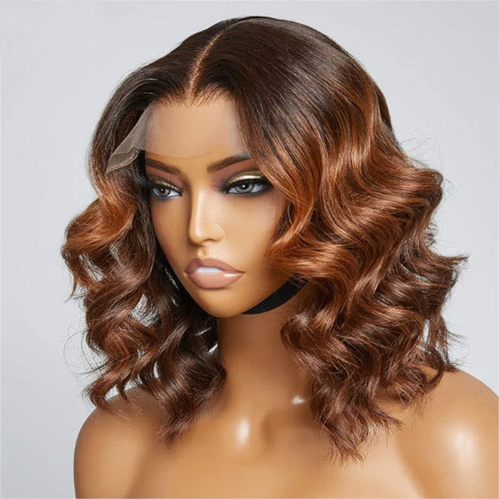 Best Beauty Hair Elegant Brown Ombre Wavy Bob Wig Flash Sale