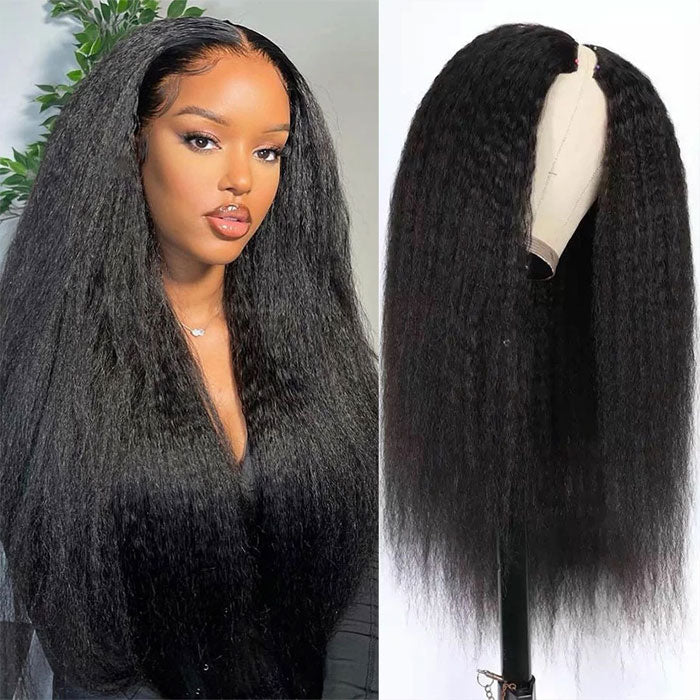 Best Beauty Hair V Part Wig Human Hair Yaki Kinky Straight U Part Wig No Leave Out