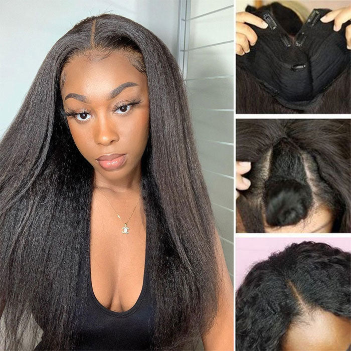 Best Beauty Hair V Part Wig Human Hair Yaki Kinky Straight U Part Wig No Leave Out