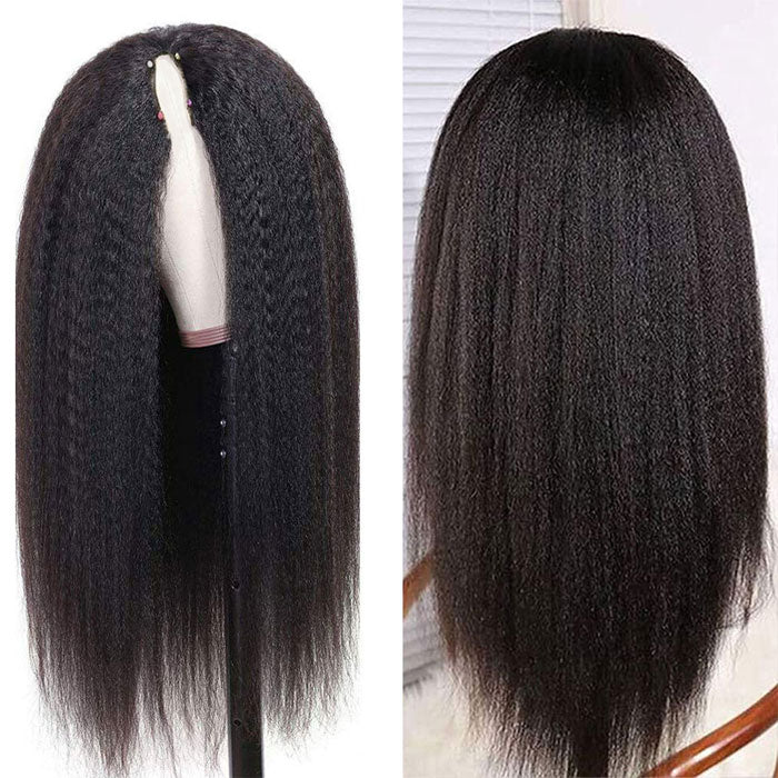 Best Beauty Hair V Part Wig Human Hair Yaki Kinky Straight U Part Wig No Leave Out