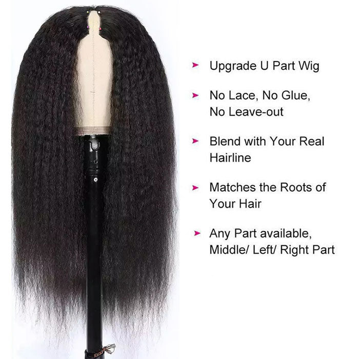 Best Beauty Hair V Part Wig Human Hair Yaki Kinky Straight U Part Wig No Leave Out